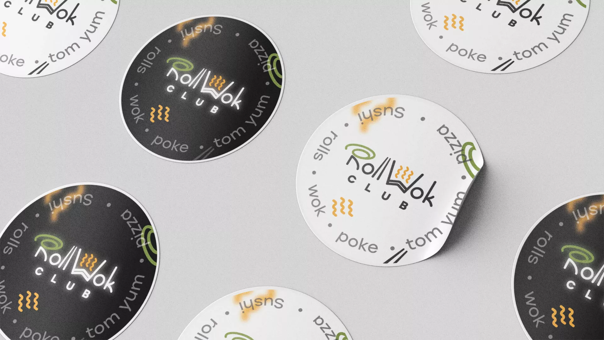 Разработка наклеек для суши-бара «Roll Wok Club» в Сорске